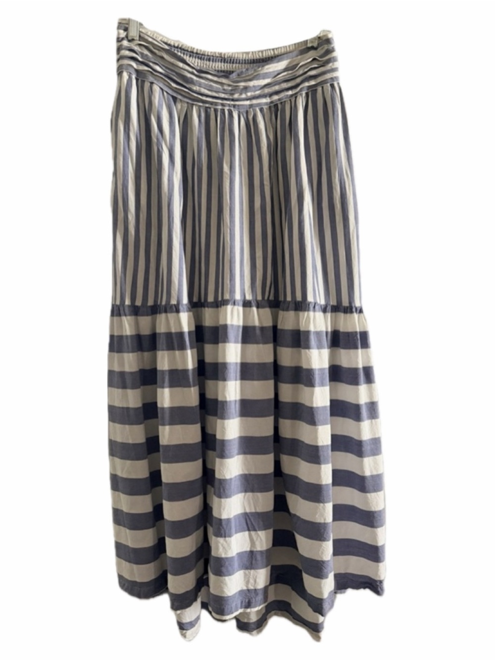 Petal & Pup Navy and White Striped Tiered Maxi Skirt